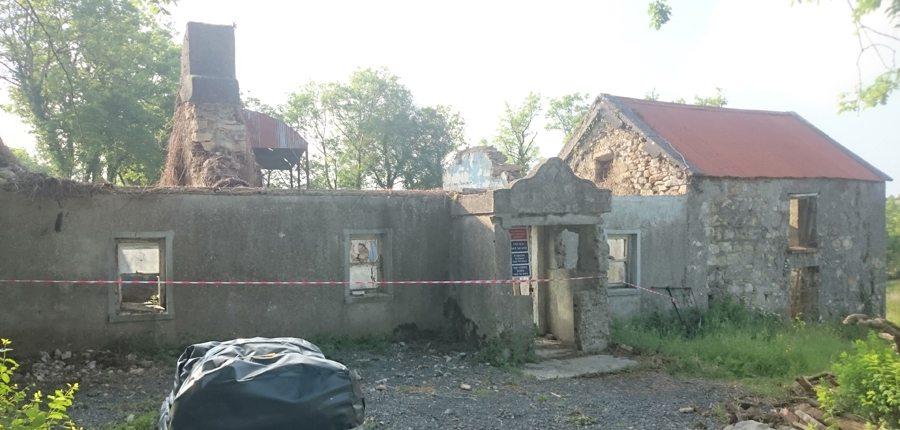 cottage with roof removed